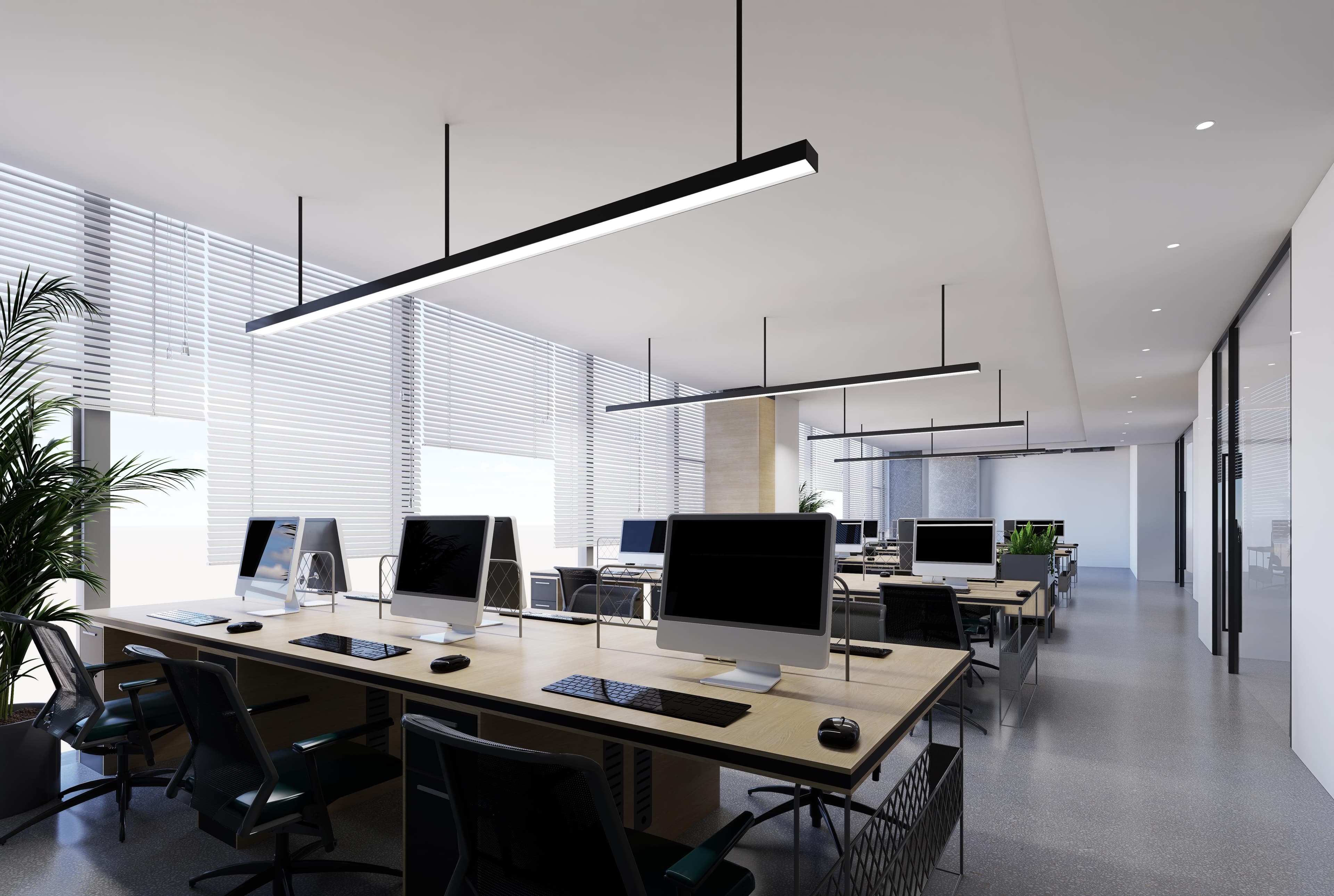 A clean, modern open-plan office space